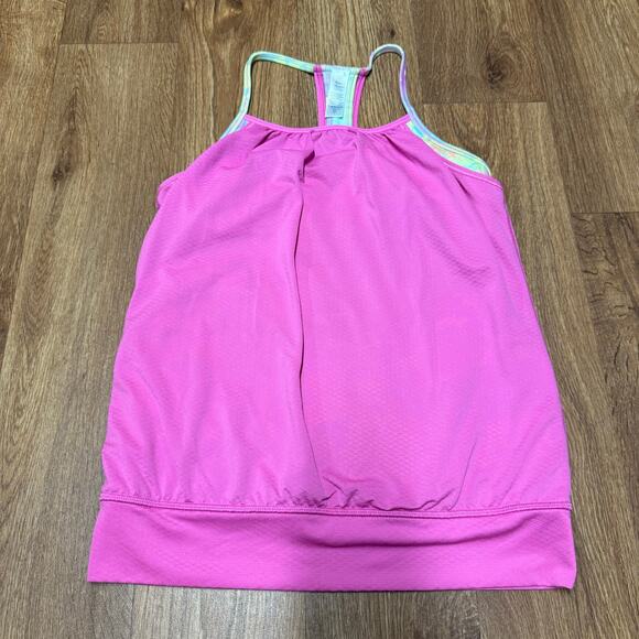 Ivivva Girls Pink Racer Back Layered Built In Sports Bra Tank Size 14 Lululemon - Picture 1 of 9